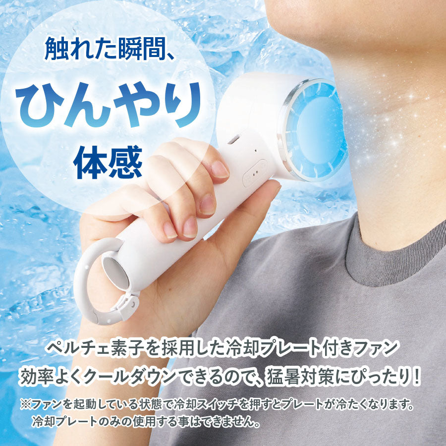 【送料無料】冷却プレート付きUSBファン カラビナ付き 携帯扇風機 小型 スタンド機能付き ペルチェ 冷却